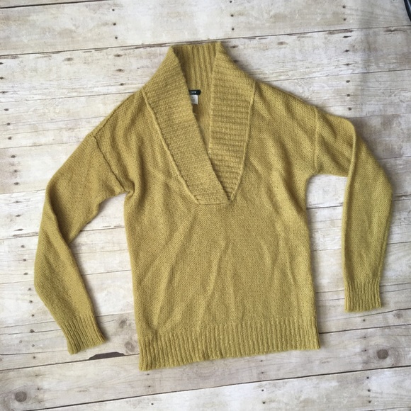 J. Crew Sweaters - J Crew Yellow Mohair Shawl-Collar Pullover Sweater
